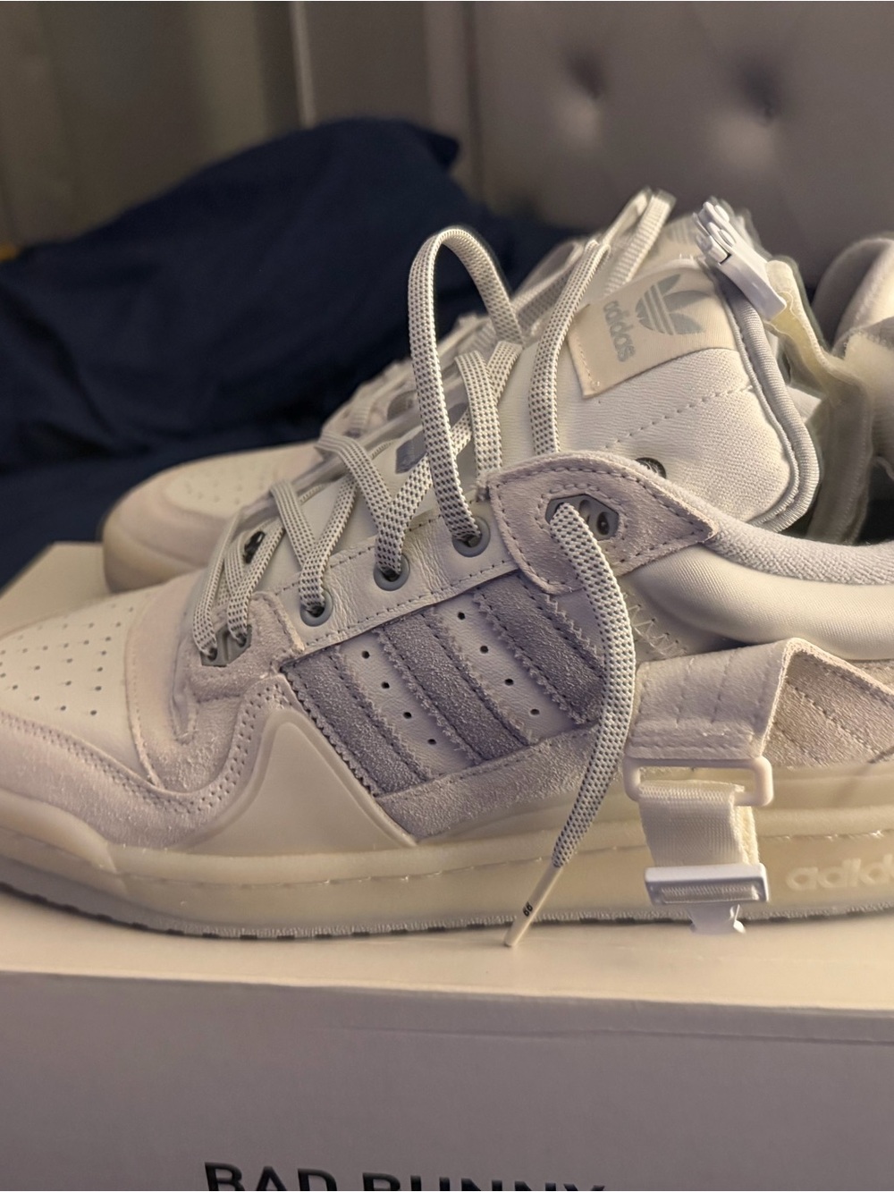 adidas Mens Cream/Light Gray Bad Bunny Sneakers